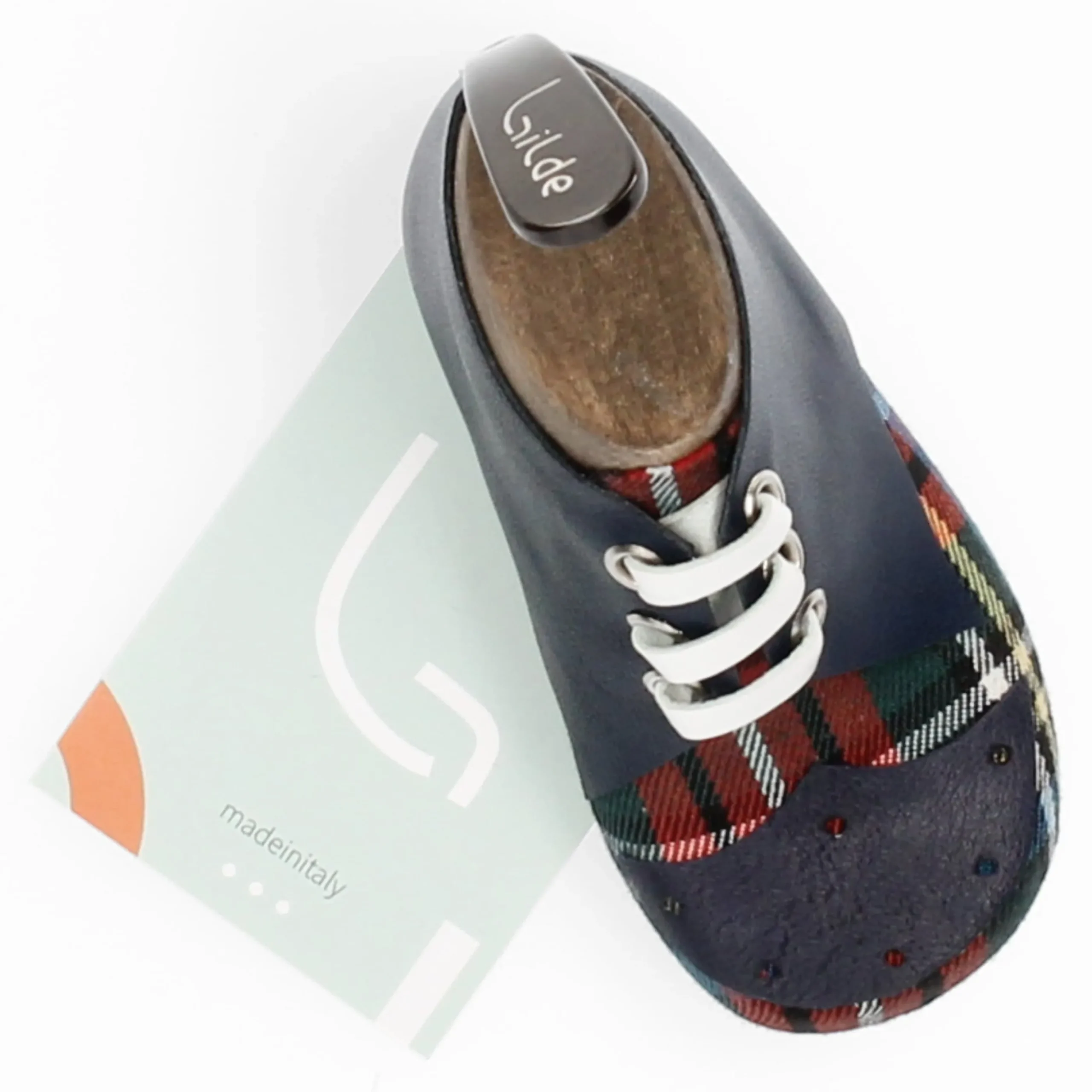 Patère murale pièce unique motif tartan bleu marine | Laura Vita Best